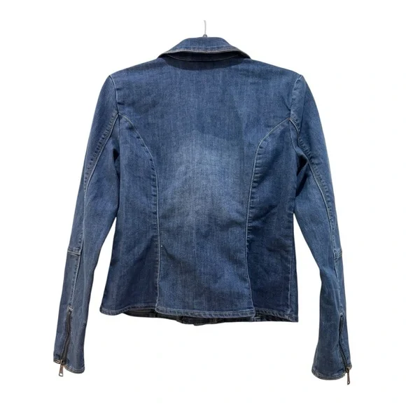 Kate & Mallory Women's Moto Denim Jacket Size Small - Picture 3 of 6